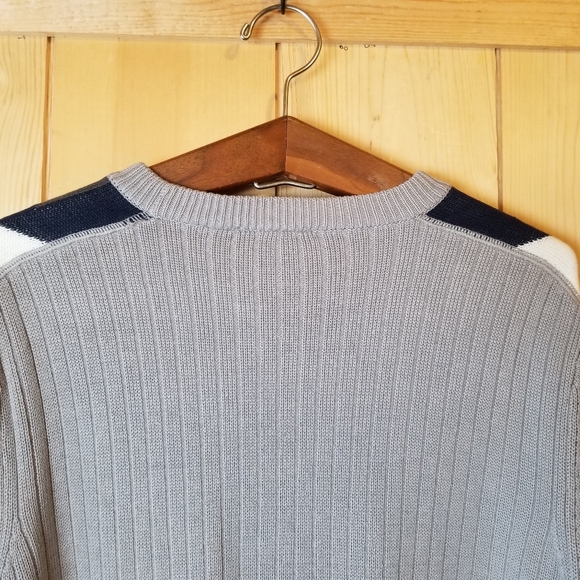 Vintage Transnine Ribbed Cotton Blend Knit Arm Stripe Crewneck Pull-On Sweater - Picture 7 of 11